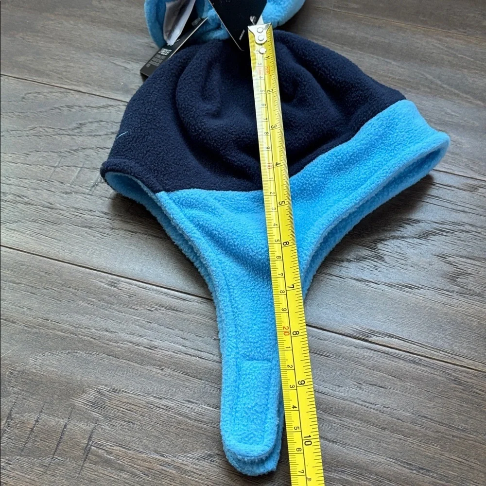 Nike Infant 2pc earflap/trapper hat & mitten,fleece,tonal logo,velcro chin strap